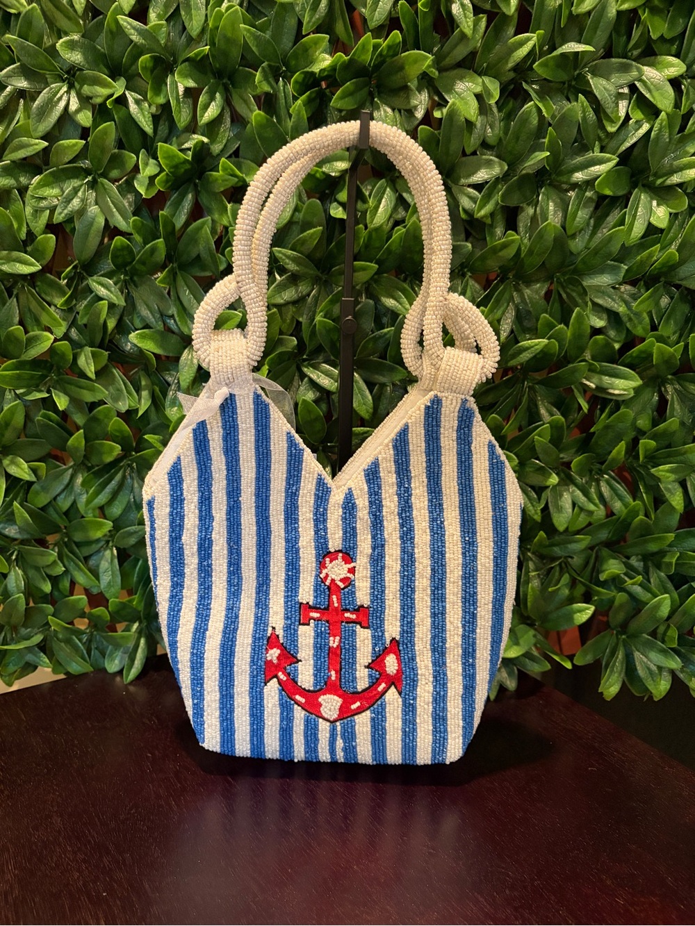 Handcrafted in India beaded anchor bag, NWT